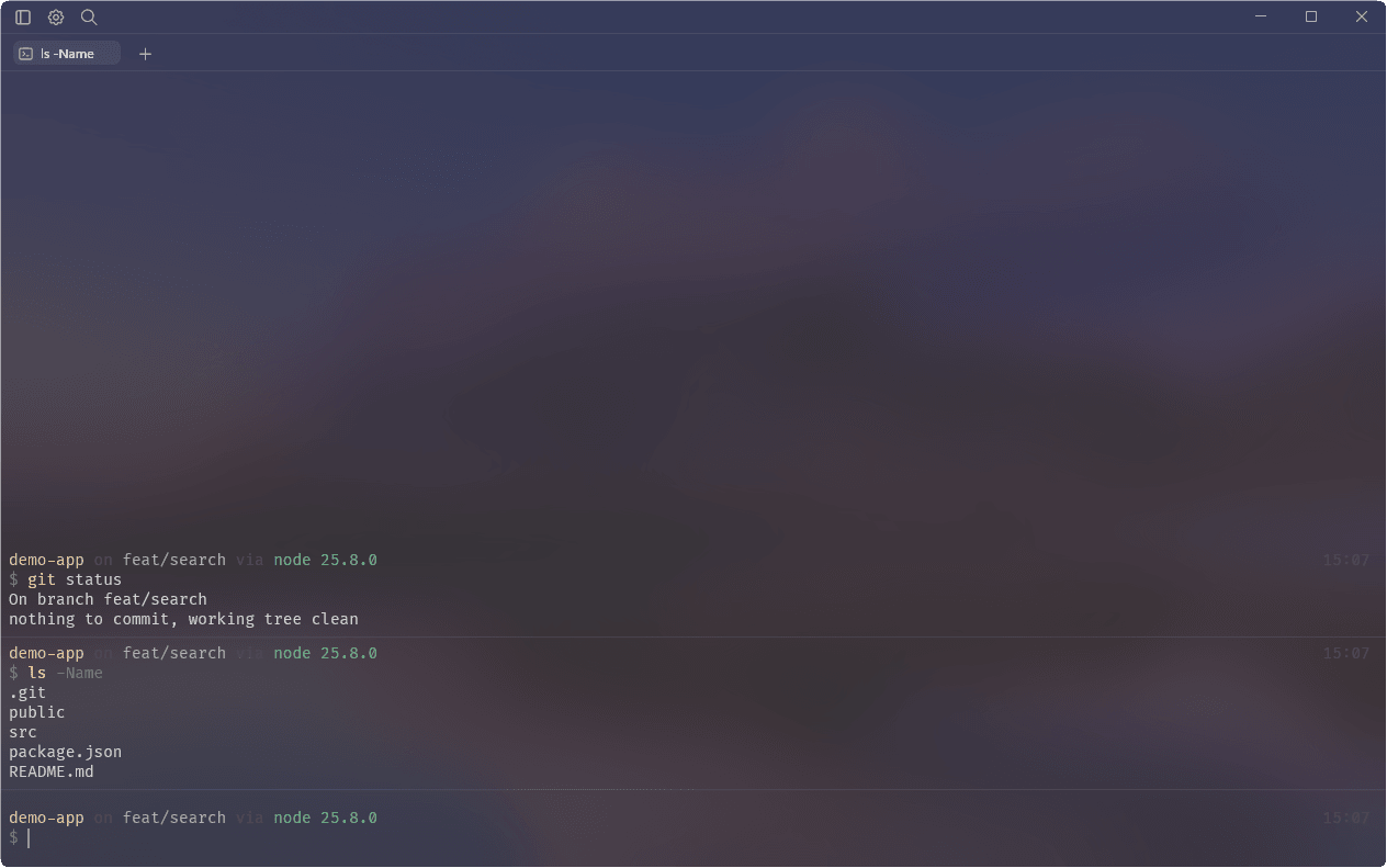 Zharp with tabs shown as a horizontal strip along the top instead of the sidebar